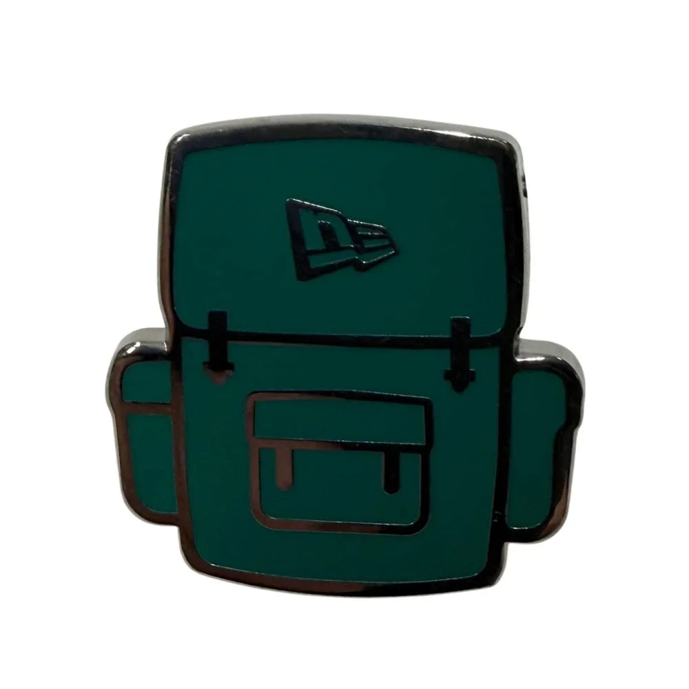 New Era Backpack Enamel Pin Teal Green Silver Tone Hat Bag Accessory Collectible